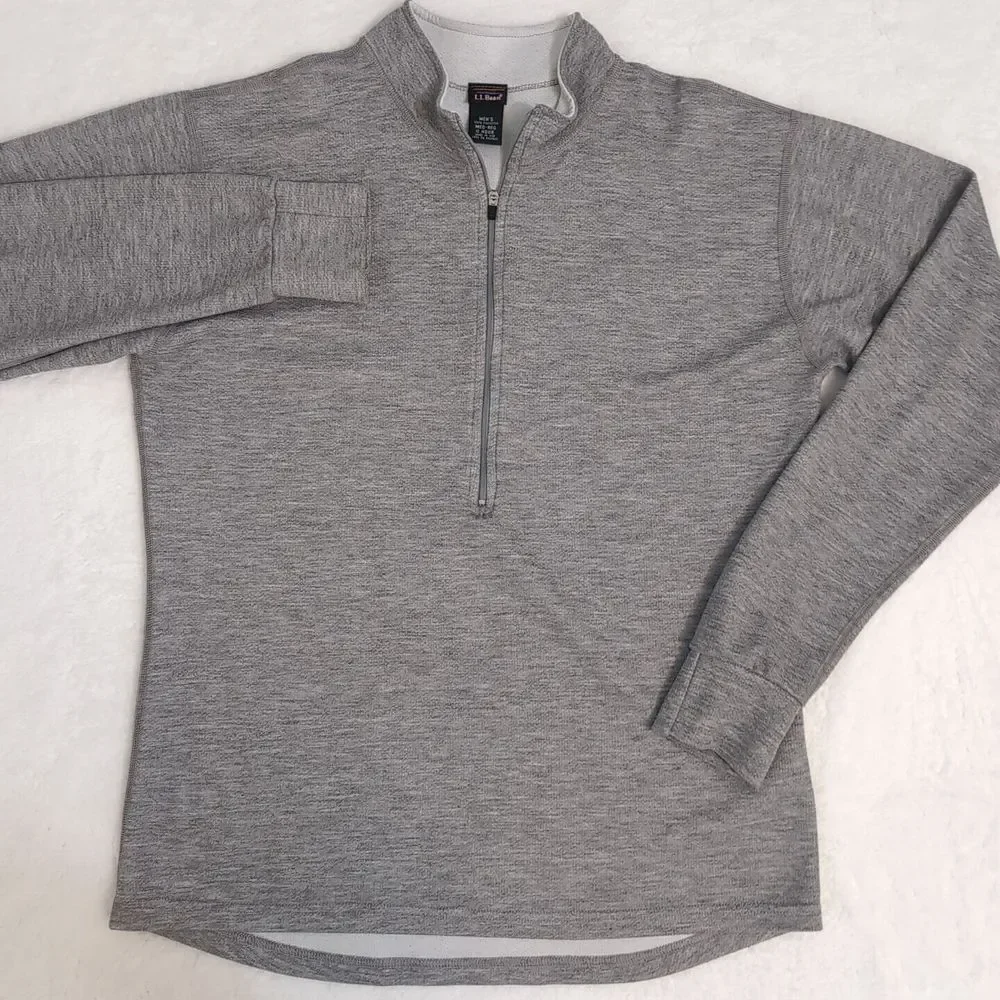 Vintage LL Bean Fleece 1/2 Zip Gray Pullover Sweater Mens M‎ Made In USA